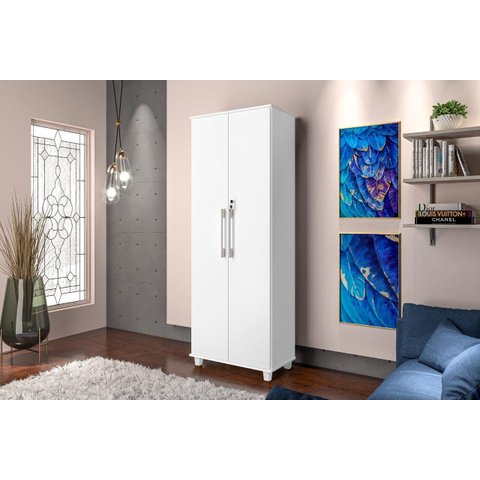Multiuso / Armário Max 100% Mdp de 15mm 2 Portas com Pés em Madeira Puxadores Cromados e Chave Cor B