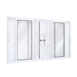 Janela de Aluminío Veneziana 100x200cm 4 Folhas Móveis e 2 Fixas com Grade e Vidro Lucasa Eccellente - 2