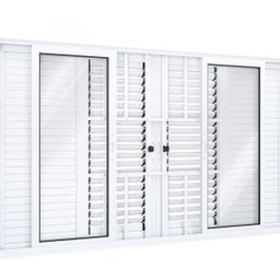 Janela Veneziana de Correr Central Flex 4 Folhas Móveis 2 Fixas com Grade Lucasa Eccellente 120x15 - 3