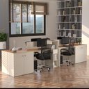 Ver imagem 3 de Estação de Trabalho 4 Lugares Office Noruega 4 Mesas 2 Armários 4 Aparador - Via Nossa - Off