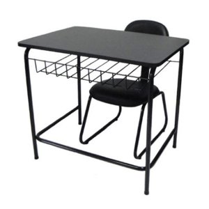 Mesa Escolar com Cadeira de Escritório Linha Mesa Escolar:Preto