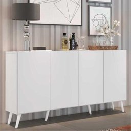 Aparador Buffet 4 Portas com Pés Retrô Veneza Multimóveis Branco - 2