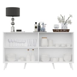 Aparador Buffet 4 Portas com Pés Retrô Veneza Multimóveis Branco - 6