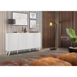 Aparador Buffet 4 Portas com Pés Retrô Veneza Multimóveis Branco - 8
