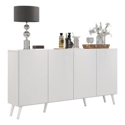 Aparador Buffet 4 Portas com Pés Retrô Veneza Multimóveis Branco - 3