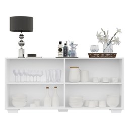 Aparador Buffet 4 Portas com Pés Quadrados Veneza Multimóveis Branco - 6