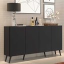 Ver imagem 1 de Aparador Buffet 4 Portas com Pés Retrô Veneza Multimóveis Preto