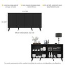 Ver imagem 4 de Aparador Buffet 4 Portas com Pés Retrô Veneza Multimóveis Preto