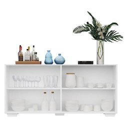 Aparador Buffet 4 Portas com Espelho e Pés Quadrados Vegas - 6