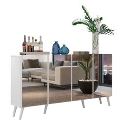Aparador Buffet 4 Ptas com Espelho e Pés Retrô Vegas Branco - 3