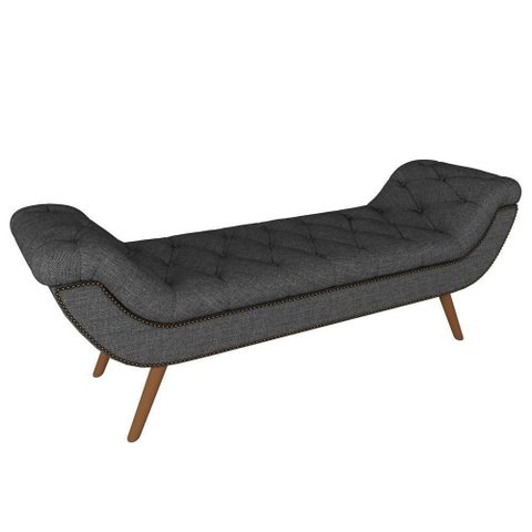Puff Recamier Calçadeira 195cm Pés Palito Madeira Chumbo