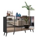 Ver imagem 3 de Aparador Buffet 4 Portas com Espelho e Pés Retrô Vegas Preto