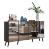 Aparador Buffet 4 Portas com Espelho e Pés Retrô Vegas Preto - 3