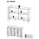 Ver imagem 5 de Aparador Buffet 4 Portas com Espelho e Pés Retrô Vegas Preto