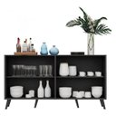 Ver imagem 6 de Aparador Buffet 4 Portas com Espelho e Pés Retrô Vegas Preto