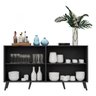 Aparador Buffet 4 Portas com Espelho e Pés Retrô Vegas Preto - 6