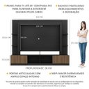 Ver imagem 3 de Rack Estante com Painel TV 65 Polegadas e 2 Portas Oslo Multimóveis Preto/Madeirado