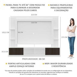 Rack Estante com Painel TV 65 Polegadas e 2 Portas Oslo Multimóveis Branco/Tenerife - 3