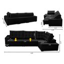 Ver imagem 2 de Sofá de Canto Retrátil e Reclinável com Molas 3,00x2,00 Ld Julia Suede Preto Rover & Beato