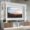 Ver imagem 1 de Rack Estante com Painel TV 65 Polegadas e 2 Portas Oslo Multimóveis Branco/Madeirado
