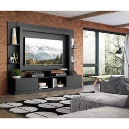 Rack Estante com Painel Tv 65 Polegadas e 2 Portas Oslo Multimóveis Preto - 7 Rack Estante com Painel Tv 65 Polegadas e 2 Portas Oslo Multimóveis Preto - 7