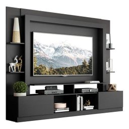 Rack Estante com Painel TV 65 Polegadas e 2 Portas Oslo Multimóveis Preto - 2