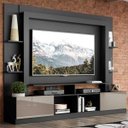 Ver imagem 1 de Rack Estante com Painel TV 65 Polegadas e 2 Portas Oslo Multimóveis Preto/Lacca Fumê