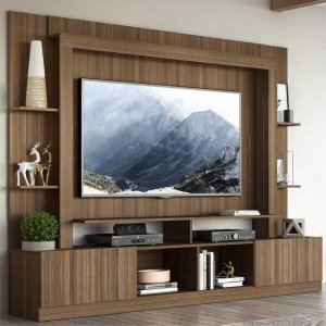 Rack Estante com Painel TV 65 Polegadas e 2 Portas Oslo Multimóveis Madeirado