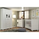 Ver imagem 2 de Quarto de Bebê Berço com Colchão Cômoda e Guarda-Roupa Pimpolho Multimóveis Branco