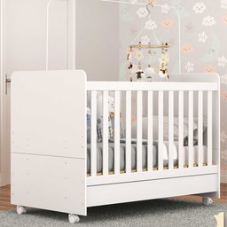 Berço Americano 3x1 com Colchão Incluso e Rodízios Pimpolho Branco - 1