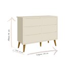 Ver imagem 2 de Cômoda Infantil 6 Gavetas Retrô Theo Areia Acetinado com Pés Madeira – Reller