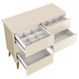 Cômoda Infantil 6 Gavetas Retrô Theo Areia Acetinado com Pés Madeira – Reller - 3
