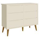Ver imagem 1 de Cômoda Infantil 6 Gavetas Retrô Theo Areia Acetinado com Pés Madeira – Reller