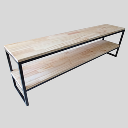 Rack Estilo Industrial de Ferro e Madeira com 2 Prateleiras - 4