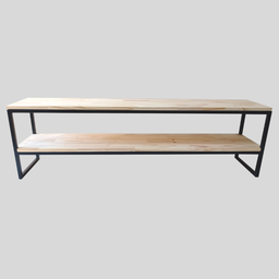 Rack Estilo Industrial de Ferro e Madeira com 2 Prateleiras - 3