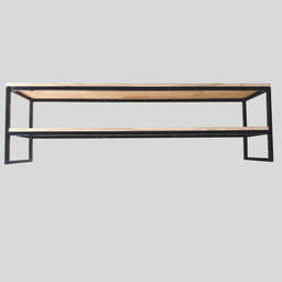 Rack Estilo Industrial de Ferro e Madeira com 2 Prateleiras - 2