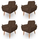 Ver imagem 1 de Kit 4 Poltrona Decorativa Opala Pés Palito Veludo Marrom - Kimi Design
