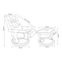 Ver imagem 3 de Poltrona de Massagem Reclinável com Apoio para Pés PU Preto Louisiana 112cm