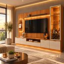 Ver imagem 6 de Home para TV até 75" com Cristaleira e LED Atenas Jequitibá/Off White Lukaliam
