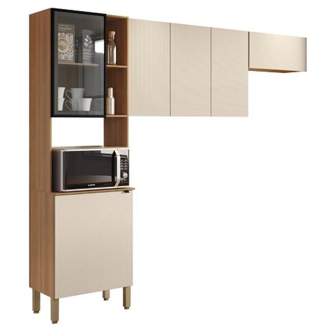 Armário de Cozinha Compacta 251cm Laura Plus Soft-freijó Z06 - Mpozenato