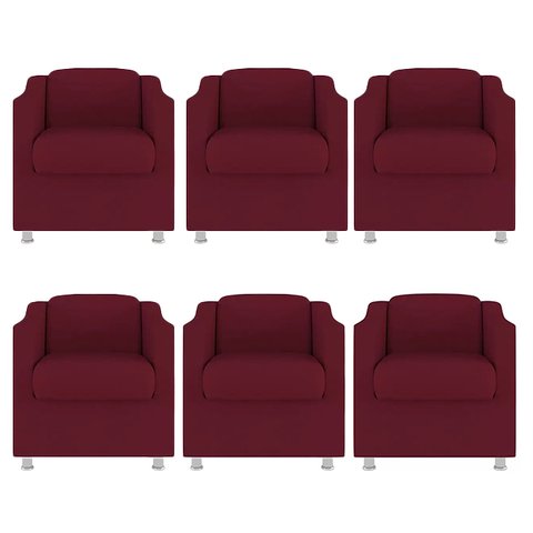 Kit 6 Poltronas Decorativa Tilla Suede Marsala - Twdecora