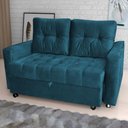 Ver imagem 2 de Sofá Cama Casal Reclinável Drika - Veludo Turkey Petróleo