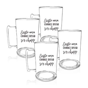 Kit 4 Canecas de Chopp Acrílico Personalizadas - Chance de Ser