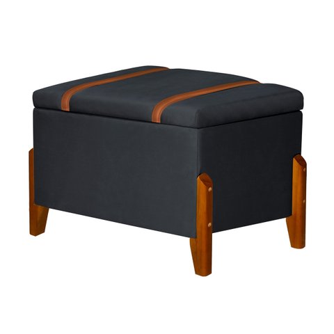 Puff Báu Retro Estofado Premium para Sala e Quarto Recamier Moderno Closet Retro Cor Cinza