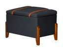 Ver imagem 1 de Puff Báu Retro Estofado Premium para Sala e Quarto Recamier Moderno Closet Retro Cor Cinza
