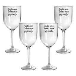 Kit 4 Taças Vinho Acrílico Personalizadas - Chance de Ser Vinho - 1