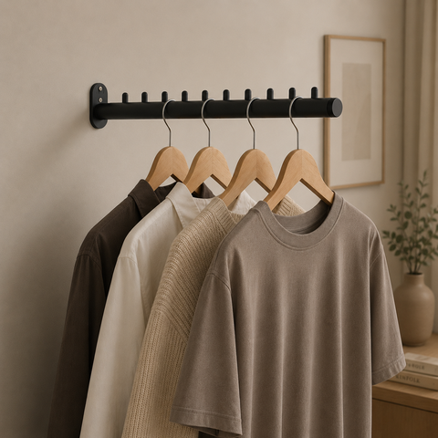 4 Araras Cabideiros Fixos de Parede Rt Aço Reforçado Pinos Organizadores Cabides Loja Closet Quarto