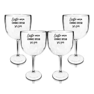 Kit 4 Taças Gin Acrílico Personalizadas - Chance de Ser Gin