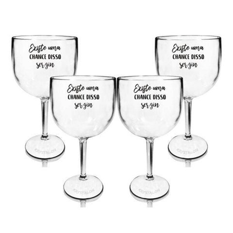 Kit 4 Taças Gin Acrílico Personalizadas - Chance de Ser Gin