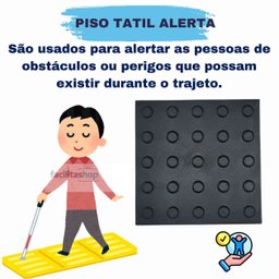 Piso Tátil Alerta Pvc Flexível 25x25 Preto Cx 32pçs - 3